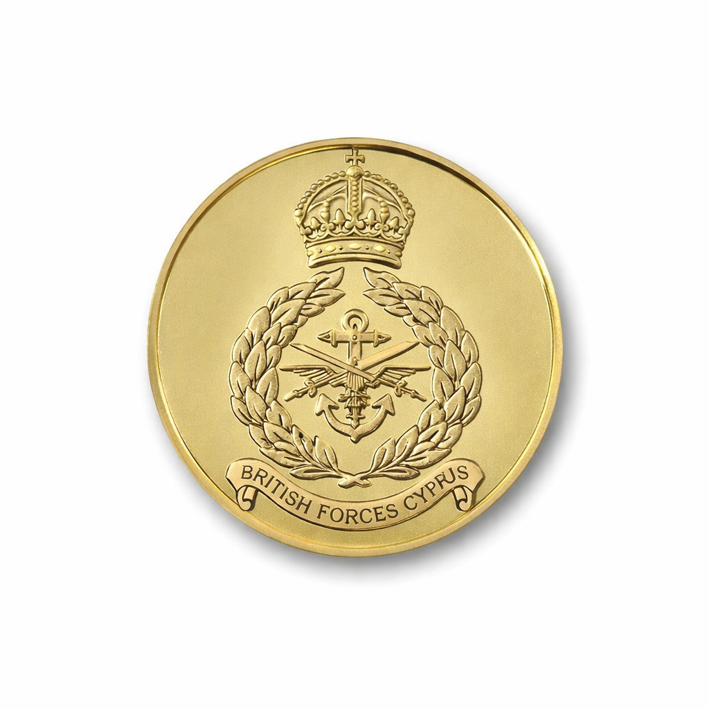 00078H01-G ANTIQUE GOLD BRITISH FORCES CYPRUS MEDAL 7CM – MILITARY COMMEMORATIVE MEDAL - Image 1