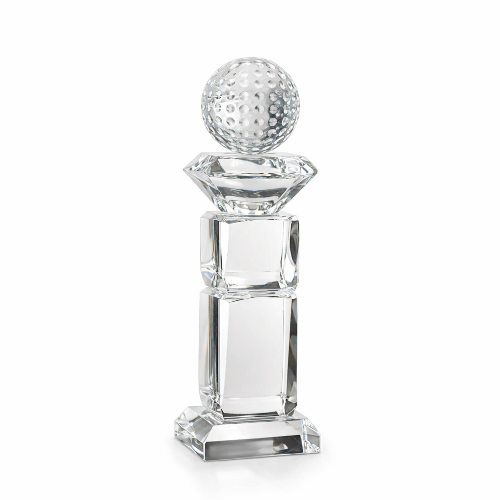 ZJ124C DELUXE GOLF CRYSTAL AWARD TROPHY – 22CM | CUSTOM ENGRAVED WITH GIFT BOX - Image 1