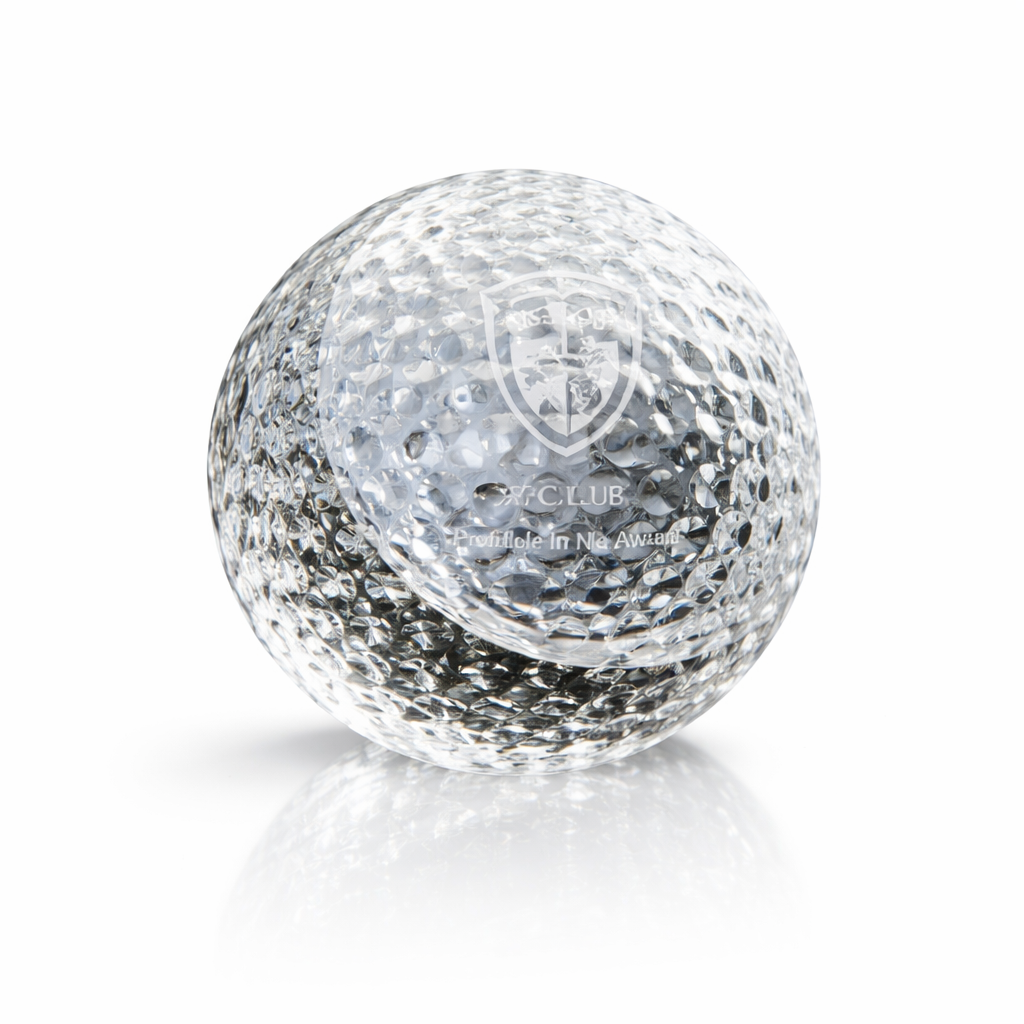 ZY1257C 8CM CRYSTAL GOLF BALL PAPERWEIGHT – PREMIUM GOLF GIFT WITH PRESENTATION BOX - Image 1