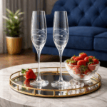 SET OF 2 DIAMANTE CHAMPAGNE FLUTES – HEART CUT GLASSES IN GIFT BOX - Image 2