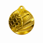 GOLD VOLLEYBALL MEDAL 50MM – PERSONALIZED WITH PRINTED LABEL