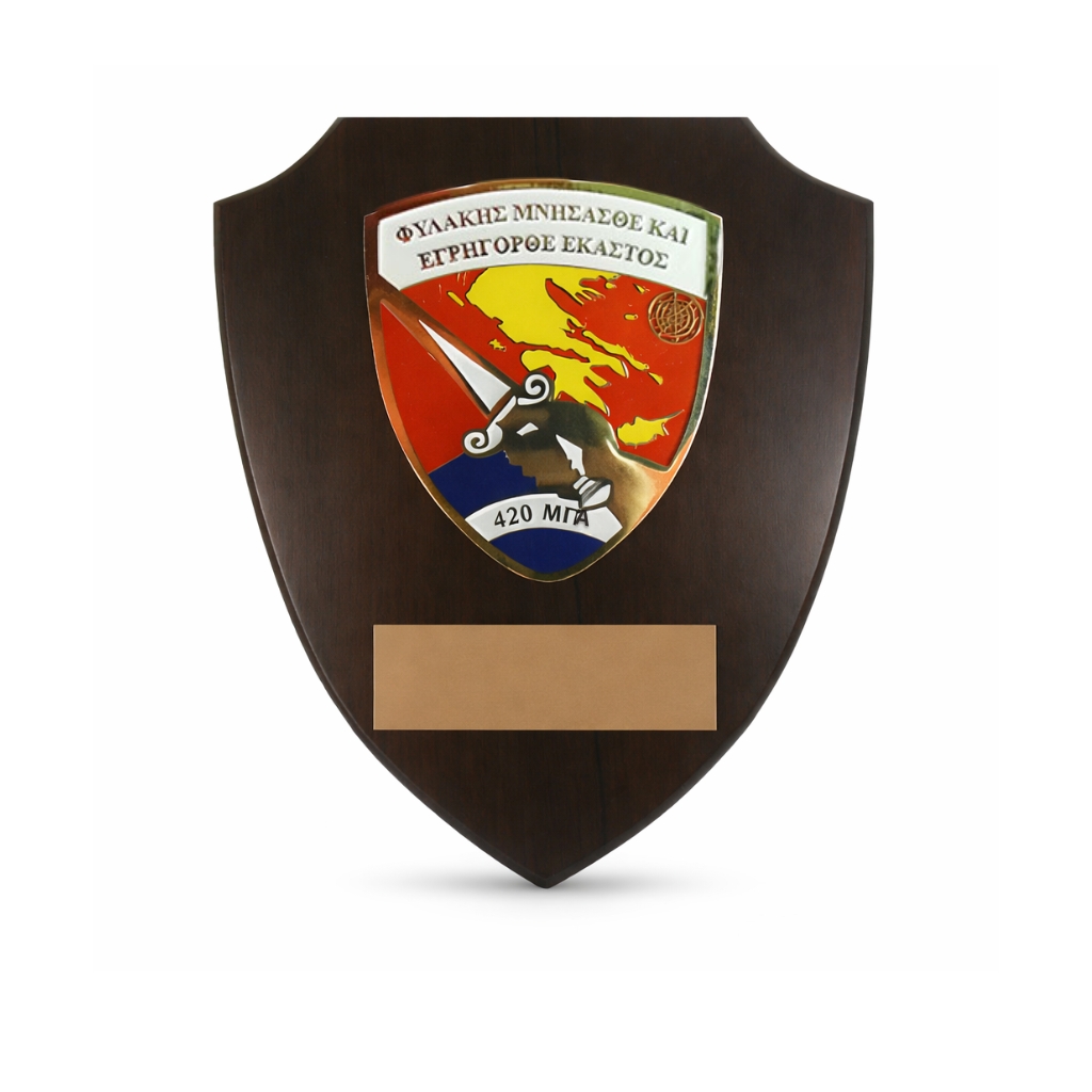 HT11560 22X18CM 420 ΜΠΑ SHIELD PLAQUE – CUSTOM MILITARY UNIT AWARD - Image 1