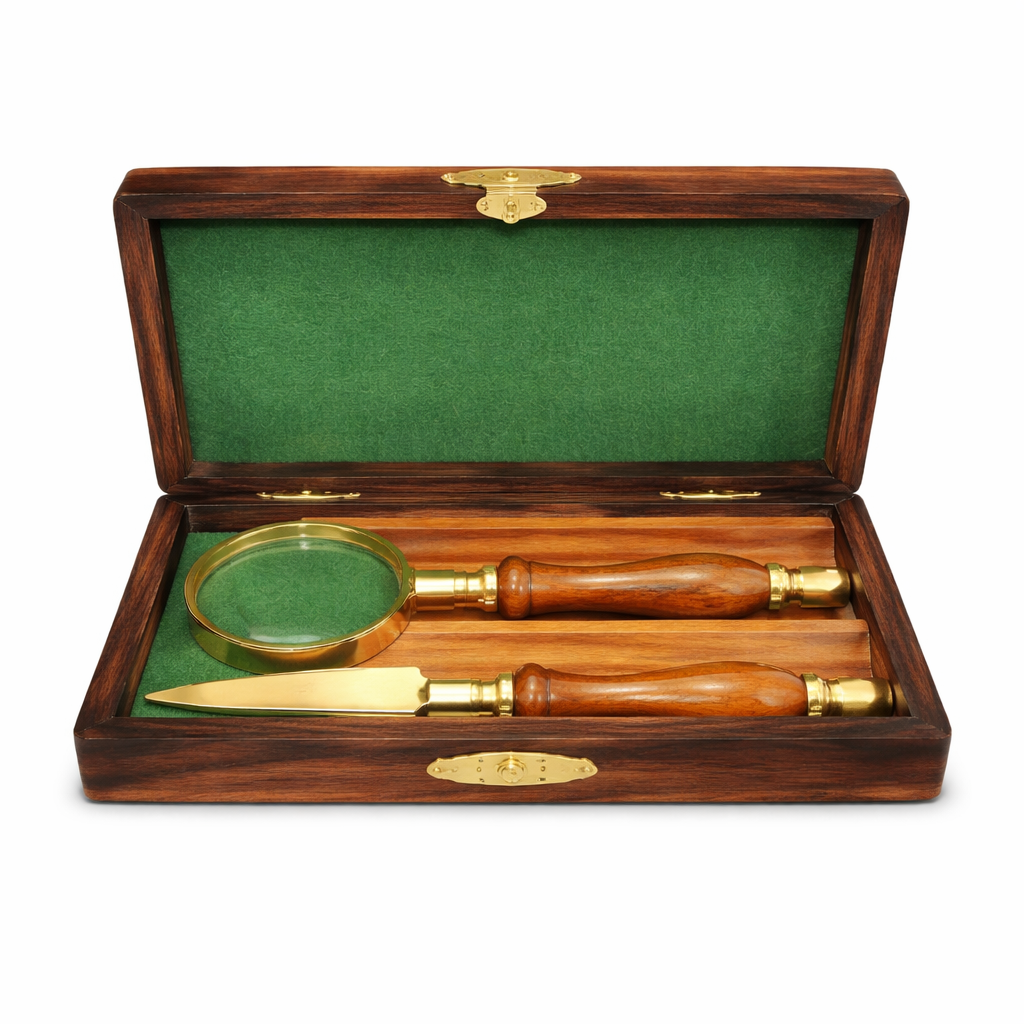 NI153A WOODEN SET MAGNIFIER & LETTER OPENER - Image 1