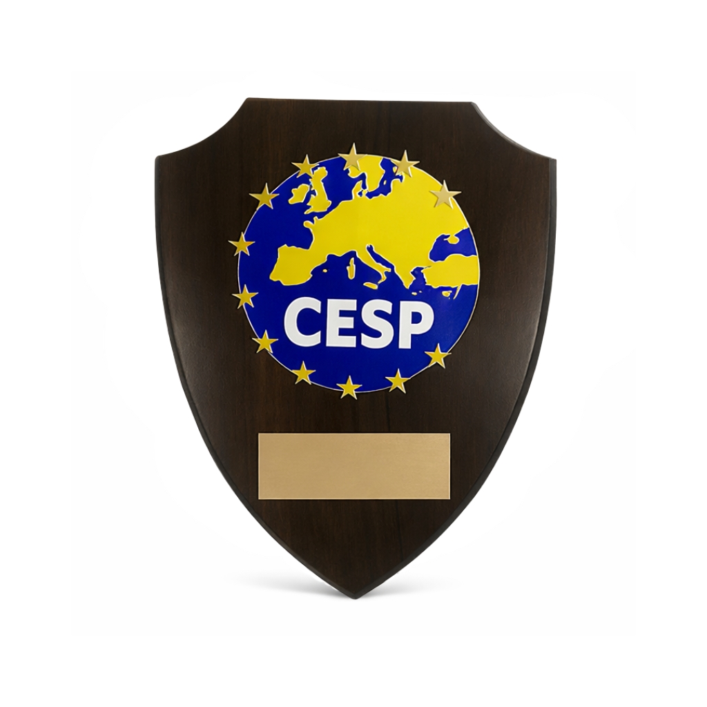 CESP (1) CESP SHIELD AWARD 22X18CM PLAQUE W/ CUSTOM PLATE – EUROPEAN PLATFORM RECOGNITION - Image 1
