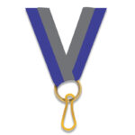 BLUE GREY MEDAL NECK RIBBON WITH CLIP – 2.2CM AWARD LANYARD FOR MEDALS