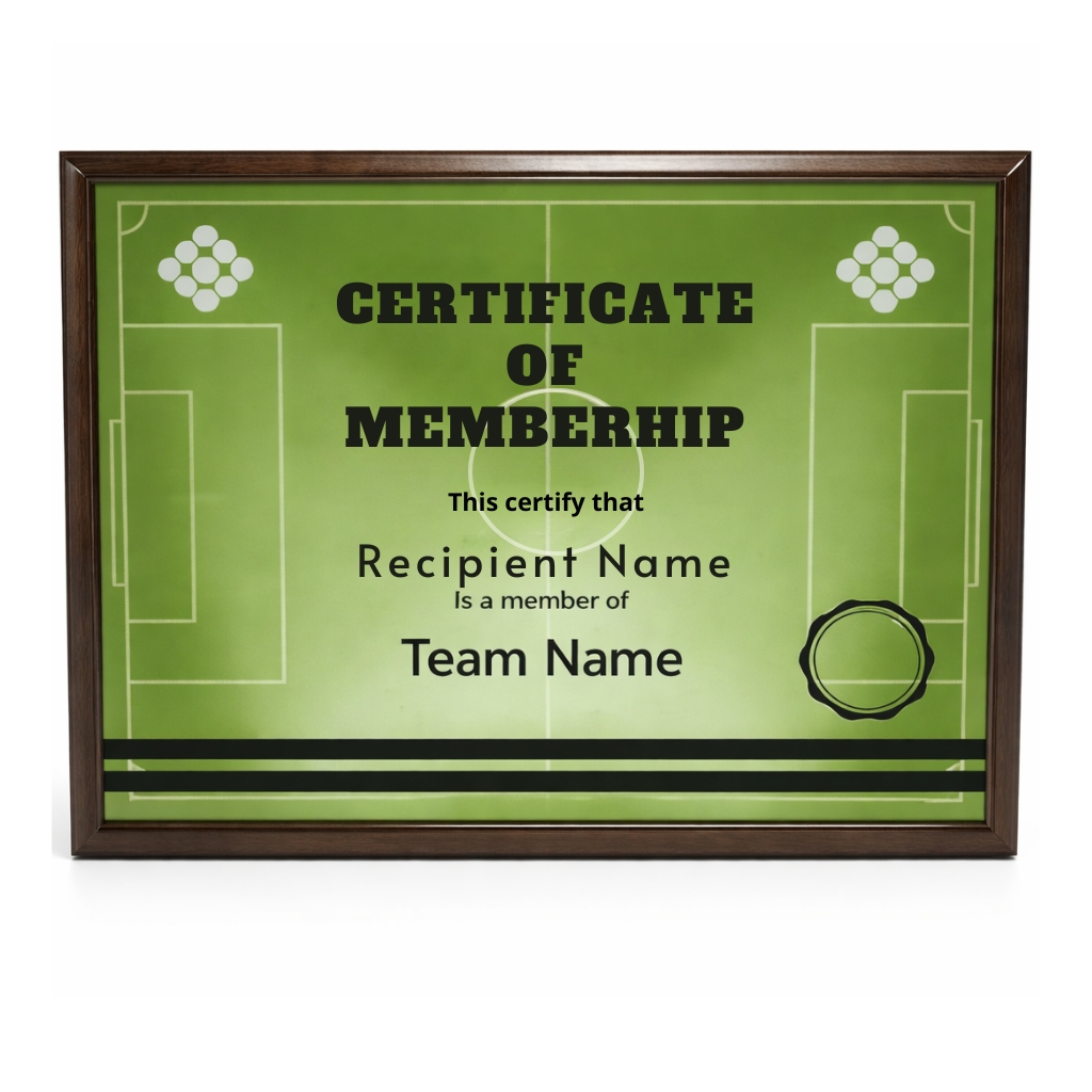 HT10089D_ FOOTBALL PITCH WOODEN PLAQUE 25.5X20CM – CUSTOM SPORTS AWARD - Image 1