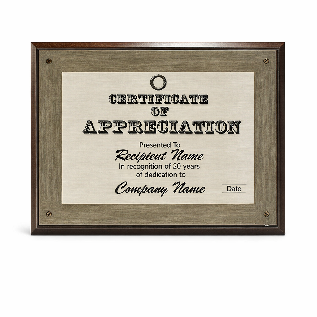 HT10099D WOODEN FRAME PLAQUE 25.5X20CM – CUSTOM ENGRAVED AWARD WITH BOX - Image 1
