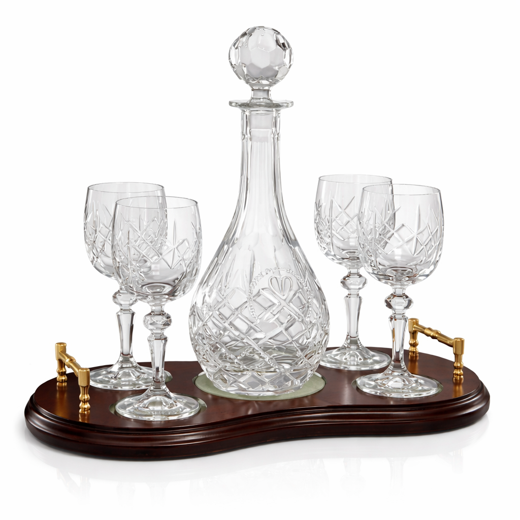 T48 5PC WINE SET WITH WOOD BASE - Image 1