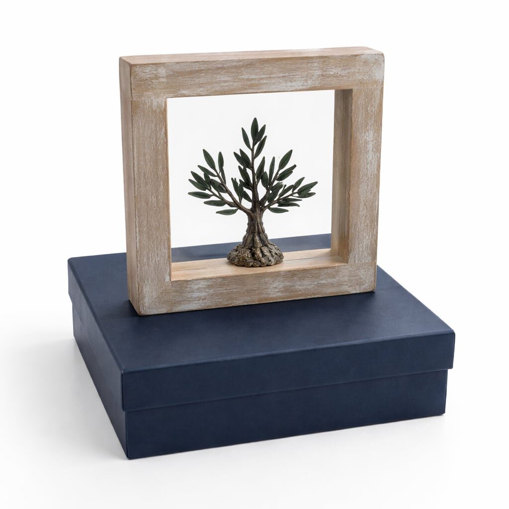 PL2XRM (1) WOODEN FRAME WITH A HANDMADE OLIVE TREE - Image 1