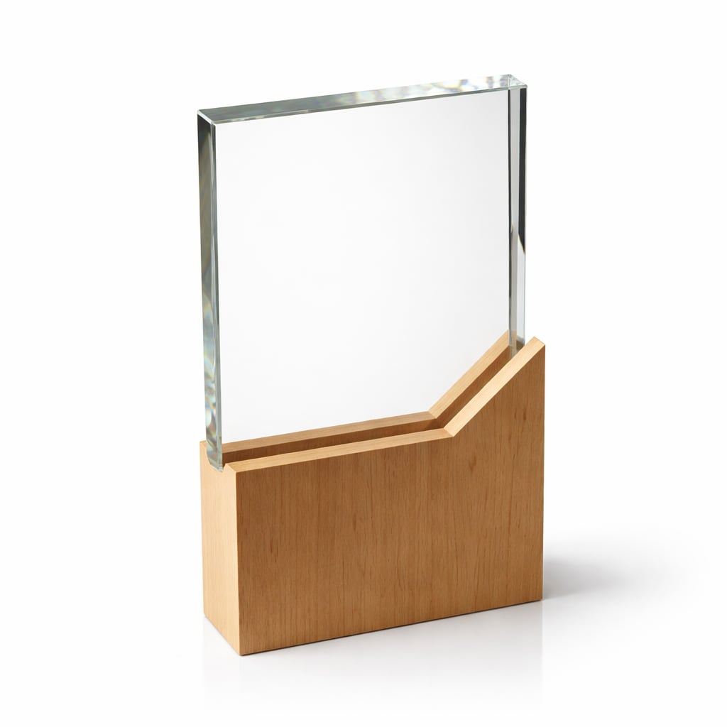 HS004 NATURE LINE WOODEN & GLASS TROPHY - Image 1
