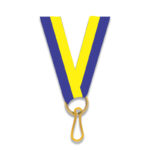 BLUE & YELLOW MEDAL NECK RIBBON WITH CLIP 1CM – AWARD LANYARD FOR MEDALS - Image 2