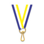 YELLOW/BLUE/WHITE MEDAL RIBBON 1CM – TRICOLOR AWARD NECK RIBBON - Image 2