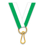 GREEN AND WHITE NECK RIBBON 2.2CM WITH CLIP FOR AWARD MEDALS - Image 2