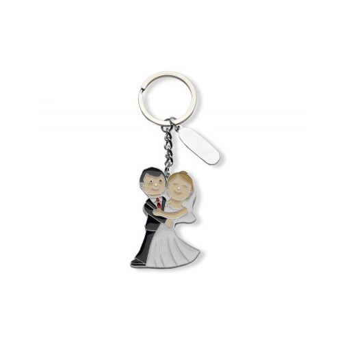 17-8626-0-1.jpg WEDDING KEYRING WITH BRIDE & GROOM | SILVER FINISH | OUTLET GIFT FOR COUPLES - Image 1