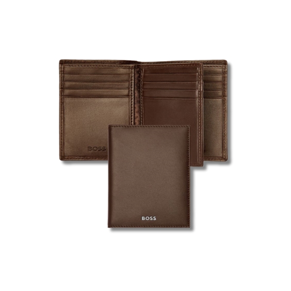 HLF403Y TRIFOLD CARD HOLDER CLASSIC SMOOTH BROWN HUGO BOSS - Image 1