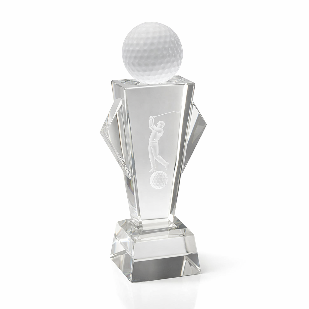 ZJ850A 1 DELUXE GOLF CRYSTAL AWARD TROPHY – 20CM | CUSTOM ENGRAVED WITH GIFT BOX - Image 1