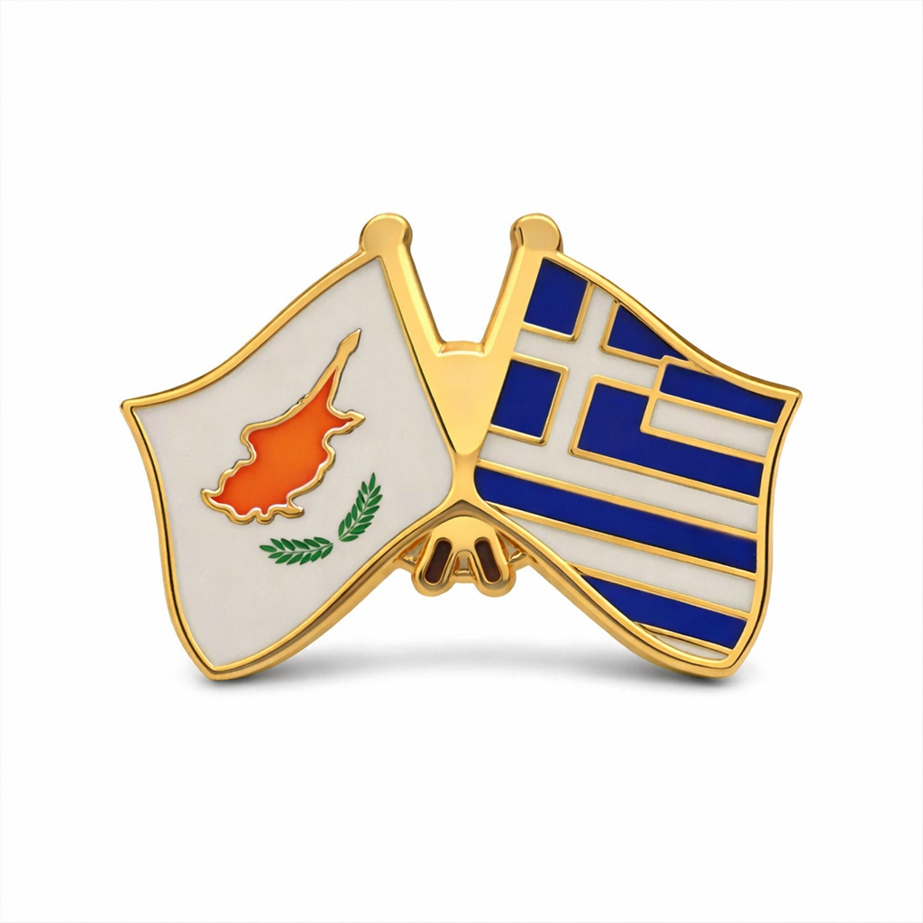 H9001 CYPRUS & GREECE FRIENDSHIP FLAG PINS – HIGH-QUALITY LAPEL PINS (24H SERVICE) - Image 1